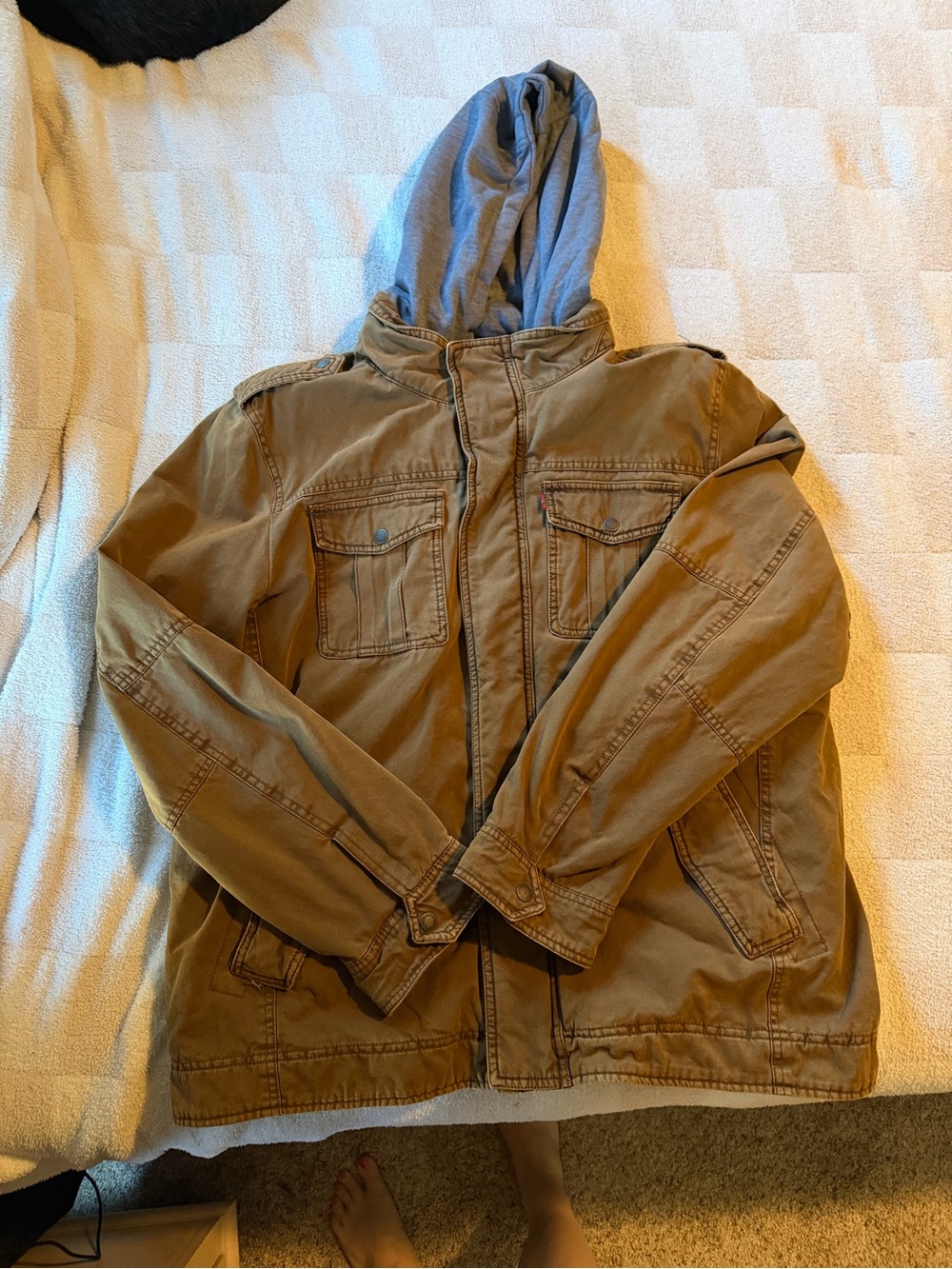 Signature by Levi Strauss Brown Canvas Jacket with Gray Hood